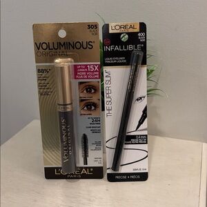 🆕 NIB L'Oreal Duo Voluminous Mascara/Black & Infallible Slim Liquid Liner